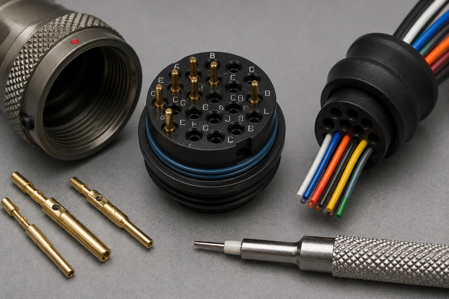 Circular connector pin insertion