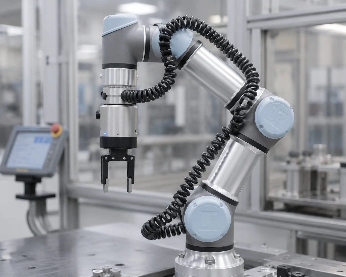 Collaborative robot with coiled cable umbilical