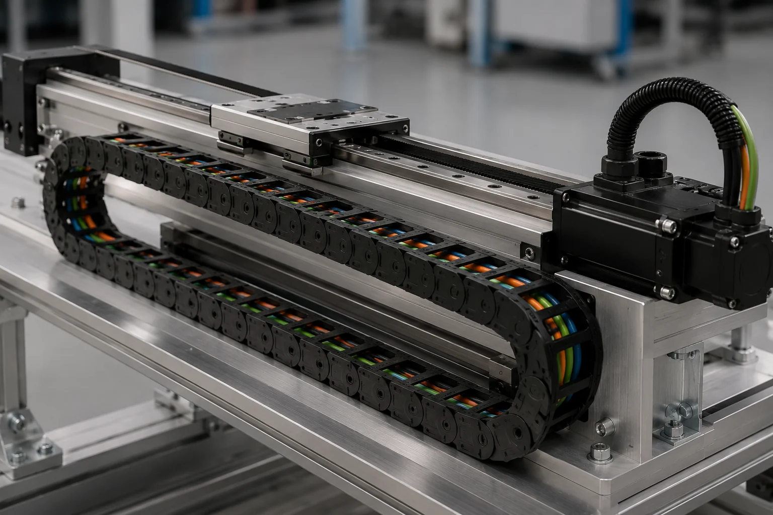Drag chain on linear servo axis