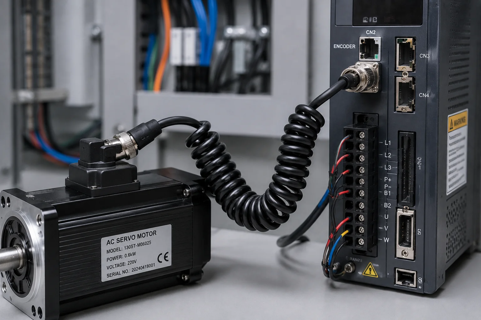 Encoder coil cable on servo motor
