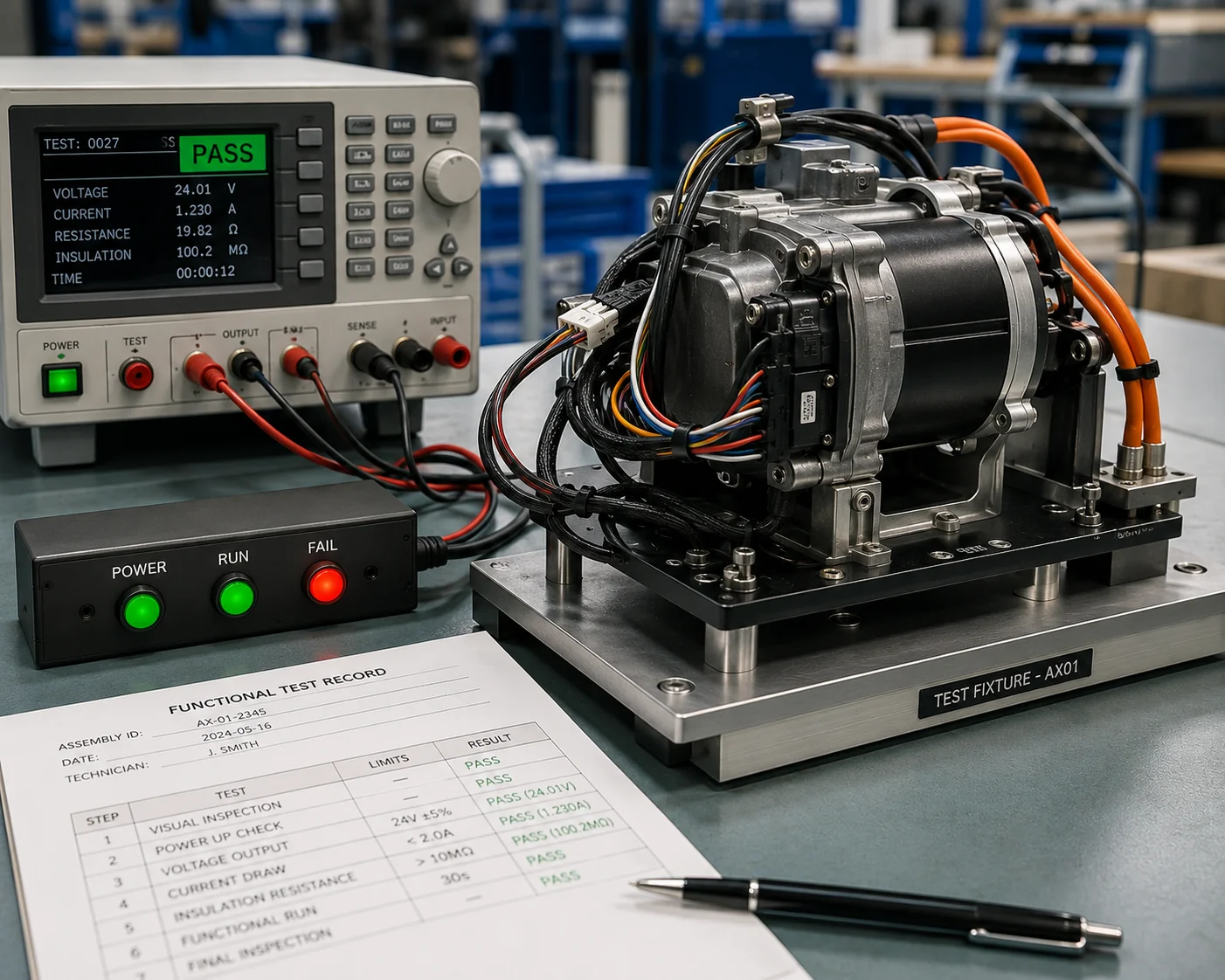 Functional test of electromechanical assembly