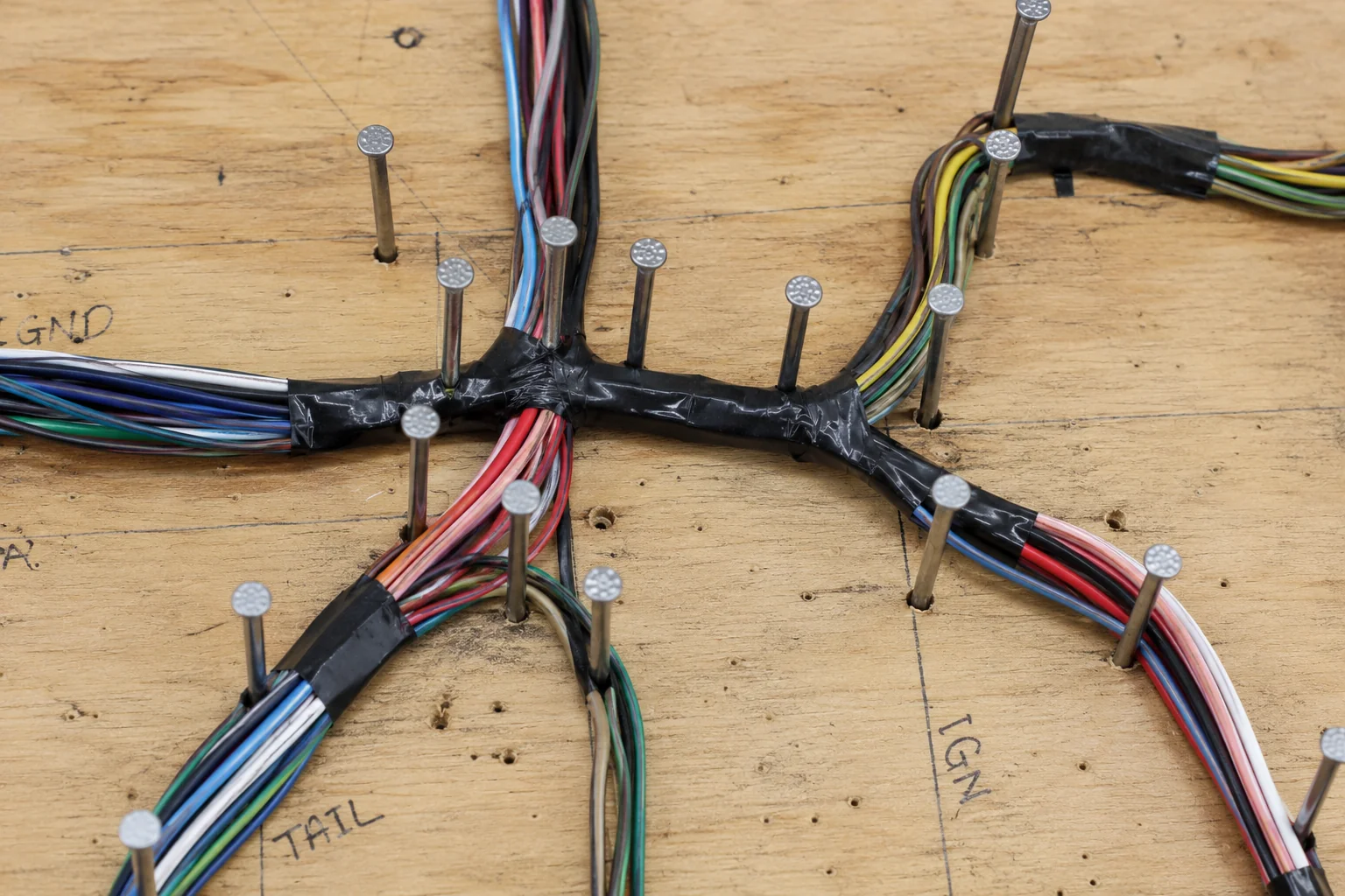 Harness routing board with nails
