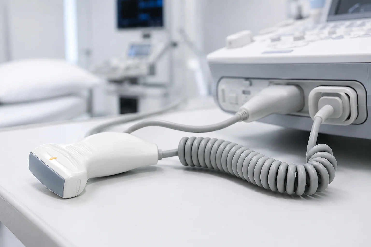 Medical coil cable connected to probe
