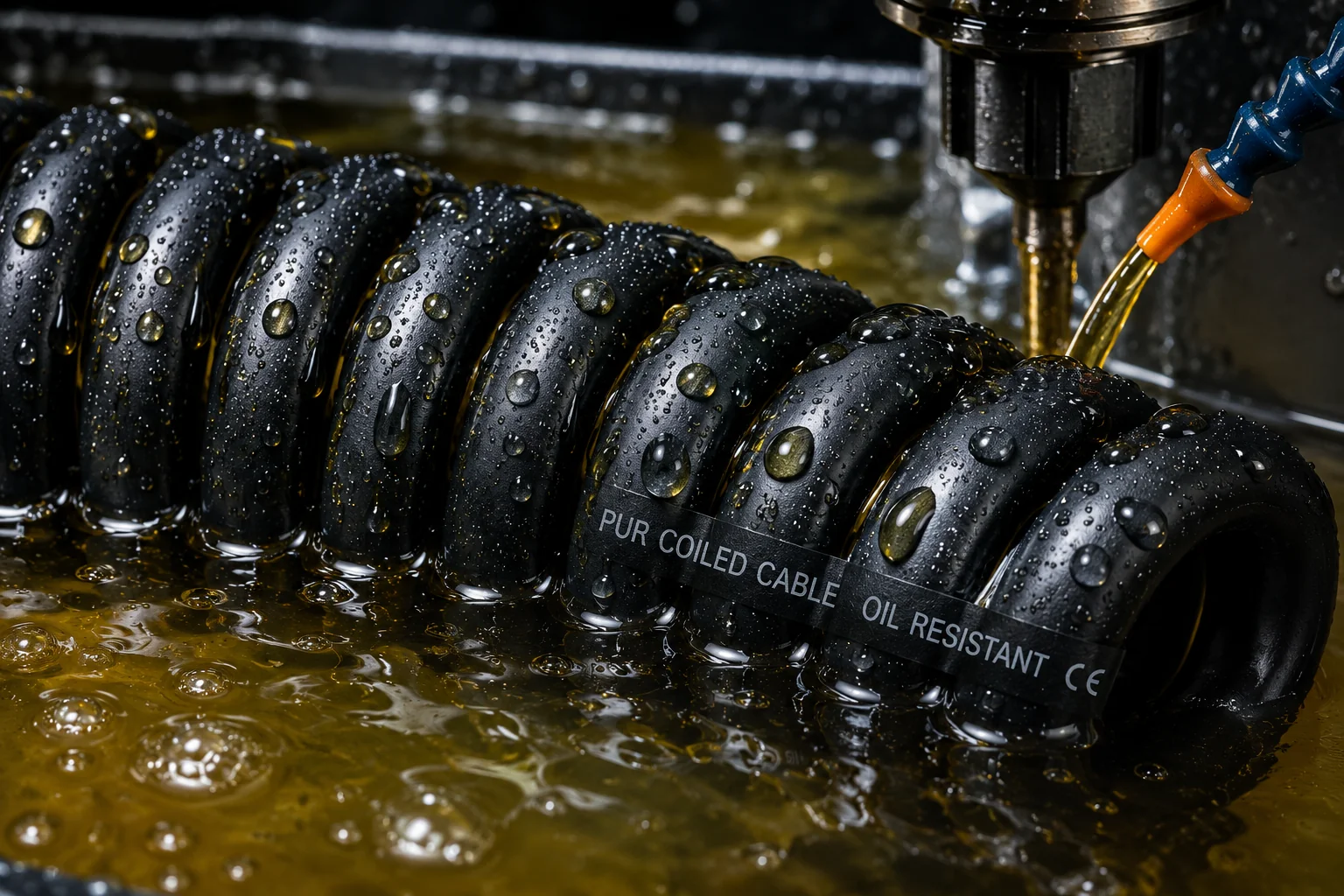 Oil-resistant PUR coil cable