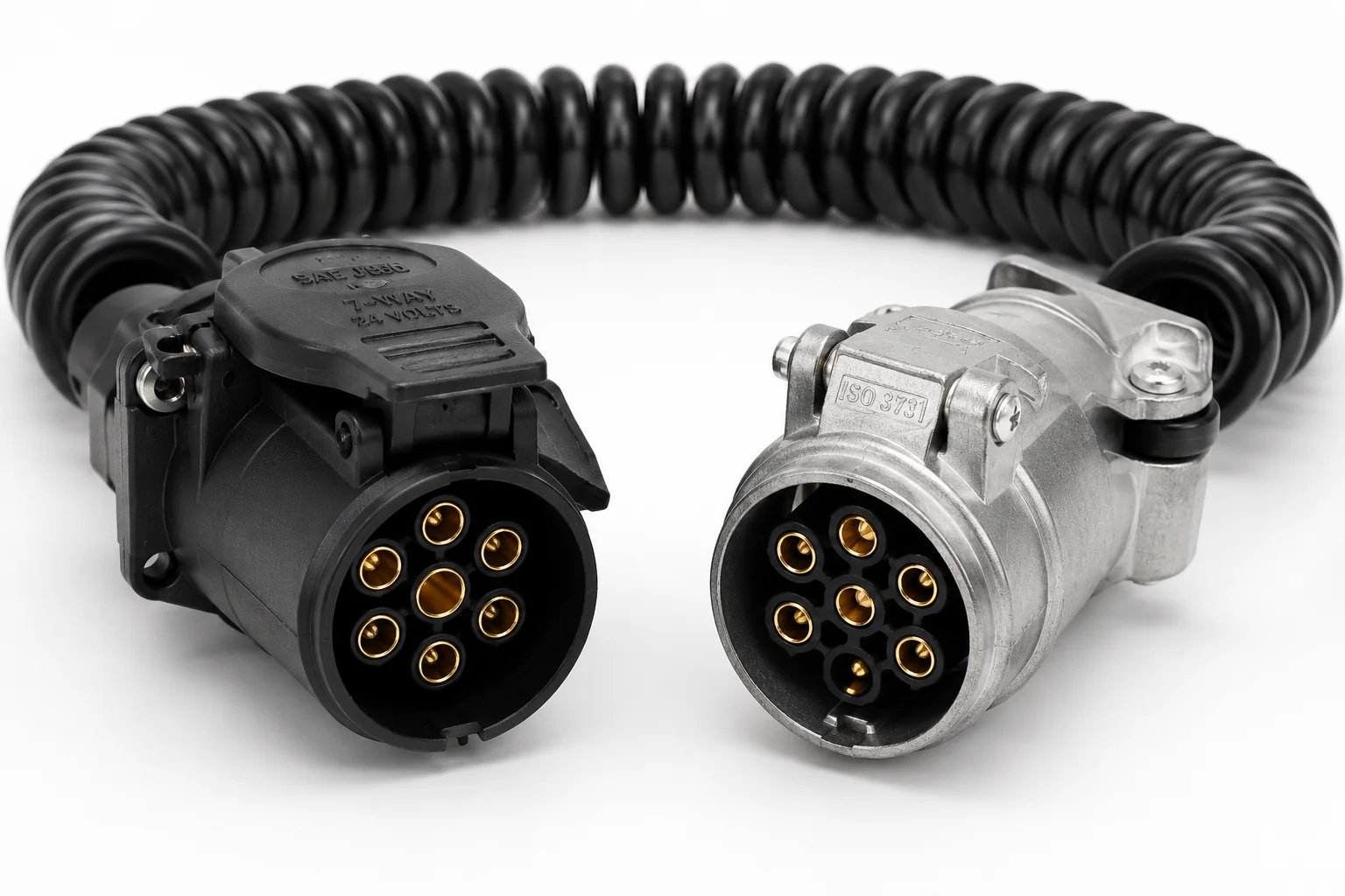 Weatherproof trailer coil cable connectors